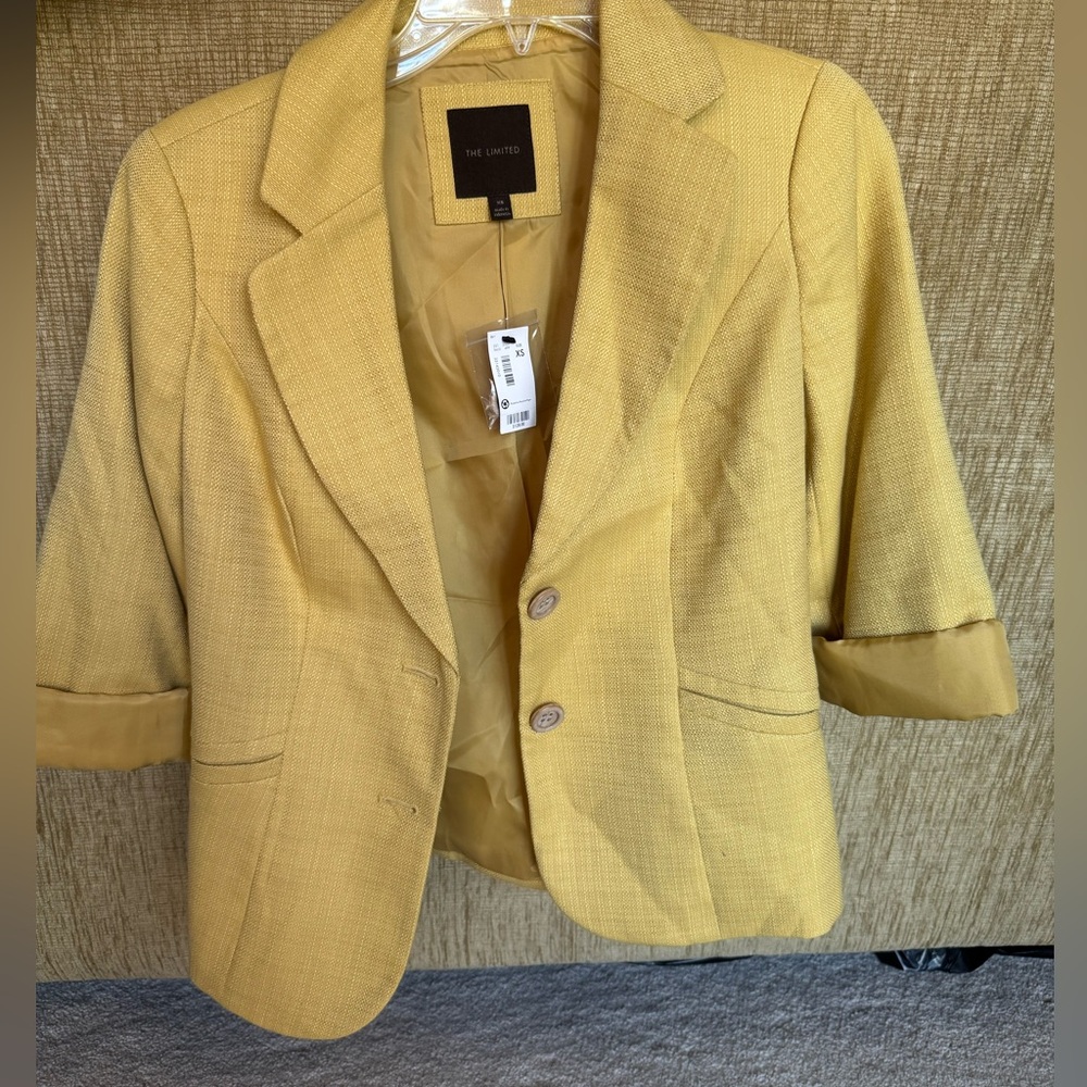 The Limited Mustard Textured Blazer